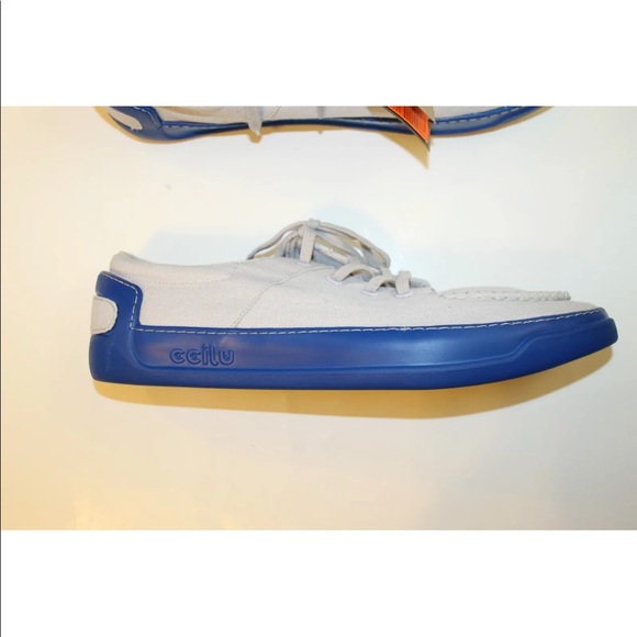 NWT CCIlU Men Super Light Weight Sneaker Men Gray Canvas W Blue Sole 13 Beach - Picture 5 of 12